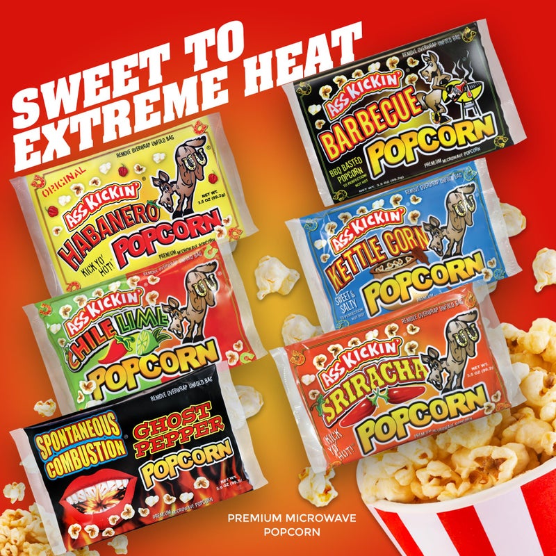 ASS KICKIN' Premium Microwave Popcorn - Variety Gift Pack (6) - Ultimate Spicy and Sweat Gourmet Gift - Try if you dare! - Image 3